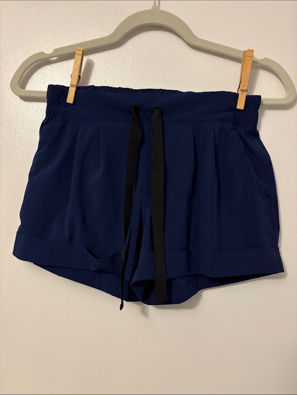 lululemon athletica Navy Elastic-Waist Athletic Shorts with Black Drawstring